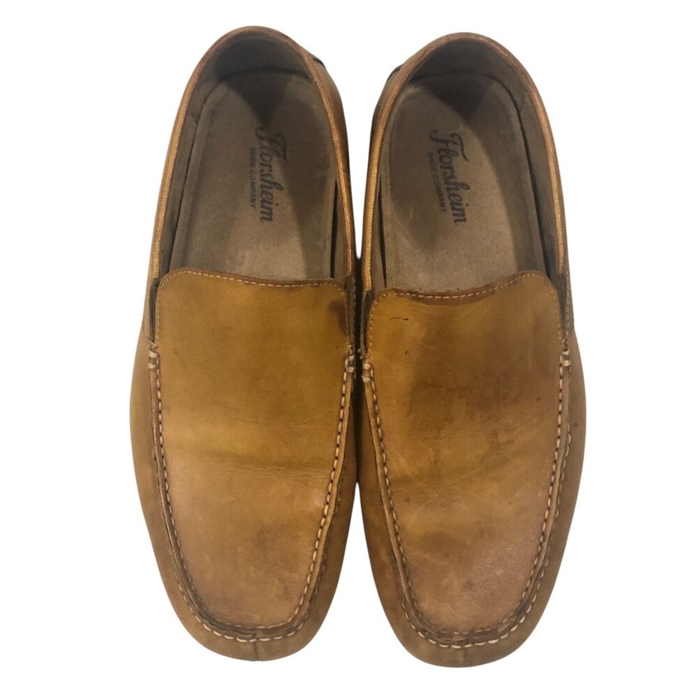 Florsheim Leather Loafers Mens gold Size 8